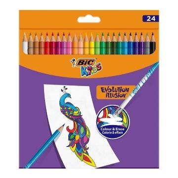 BIC Kids Evolution Illusion erasable pencil crayons 24 colours