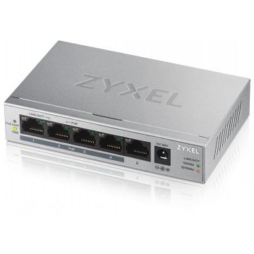 Zyxel Networks Gs1005-hp, 5 Port Gigabit Poe+ Unmanaged Desktop Switch, 4 X
