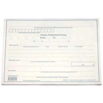 Pinigų priėmimo kvitas, be Nr., A5, 2x50  0720-059