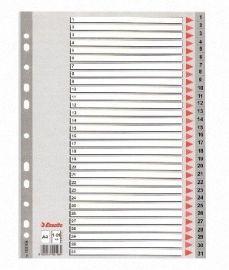 Divider Esselte PP, A4, numbers 1-31, plastic