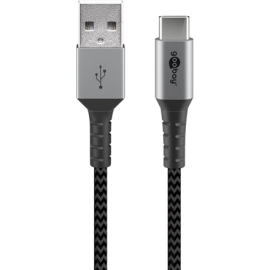 Goobay USB-C to USB-A Textile Cable with Metal Plugs