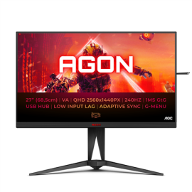 AOC AG275QZN/EU | 27 " | VA | QHD | 16:9 | 240 Hz | 1 ms | 2560 x 1440 pixels | 400 cd/m² | HDMI por