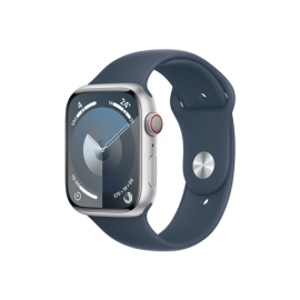 Apple Apple Watch Series 9 GPS + Cellular 45mm Silver Aluminium Case with Storm Blue Sport Band - S
