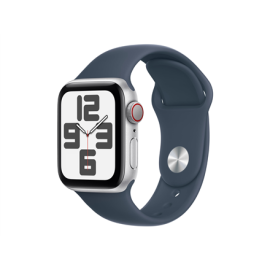 Apple Watch SE GPS + Cellular 40mm Silver Aluminium Case with Storm Blue Sport Band - M/L Apple