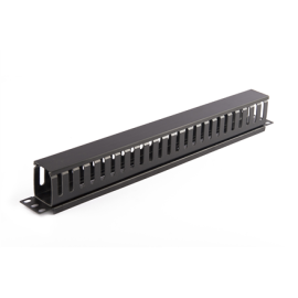 SOMI Networks | 19“ Cable Management Bar with Plastic Duct and Cover | CMB-04 | Black | Ring Diamete