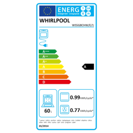 Whirlpool Cooker | WS5G8CHW/E/1 | Hob type Gas | Oven type Electric | White | Width 50 cm | LED | De