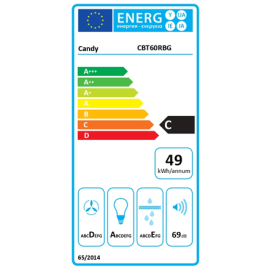 Candy Hood | CBT60RBG | Telescopic | Energy efficiency class C | Width 60 cm | 402 m³/h | Mechanical