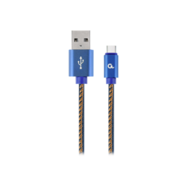 Cablexpert Premium Jeans (Denim) Type-C USB Cable with Metal Connectors | CC-USB2J-AMCM-1M-BL | Blue