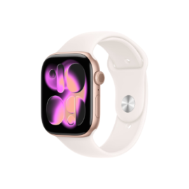 Apple Watch Series 11 GPS + Cellular 46mm Rose Gold Aluminium Case with Light Blush Sport Band - S/M