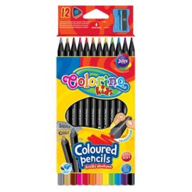 Colorino Kids Triangular coloured pencils 12 colours (with sharpener) black wooden