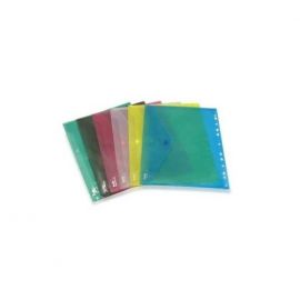 Envelope folder with clip and perforation Centrum, A4, plastic, various colors, transparent horizont