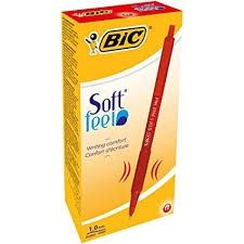 BIC Ballpoint pens SOFTFEEL CLIC 0.32 mm, red, Box 12 pcs.