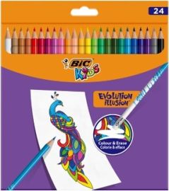 BIC Kids Evolution Illusion erasable pencil crayons 24 colours