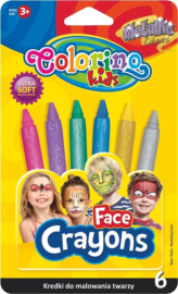 Colorino Kids Metallic face crayons 6 colours