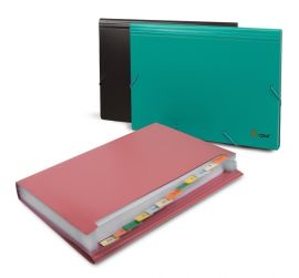 File folder with rubbers Forpus, A4, plastic, red, 12 compartments