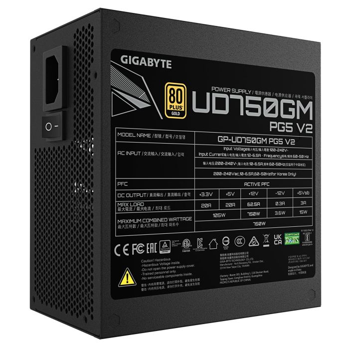 Power Supply GIGABYTE UD750GM PG5 V2 ATX 3.1 Efficiency 80 PLUS GOLD PFC Active – 6