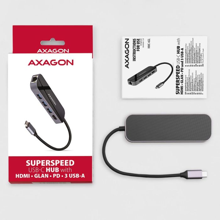 I/O HUB USB-C 6IN1/0.2M HMC-6GL AXAGON – 2