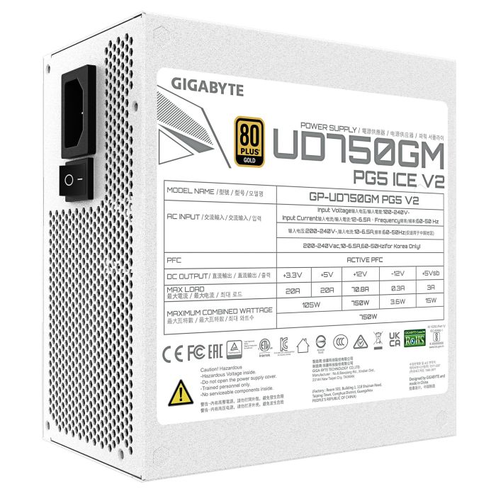 Power Supply GIGABYTE UD750GM PG5 ICE ATX 3.1 Efficiency 80 PLUS GOLD PFC Active – 6
