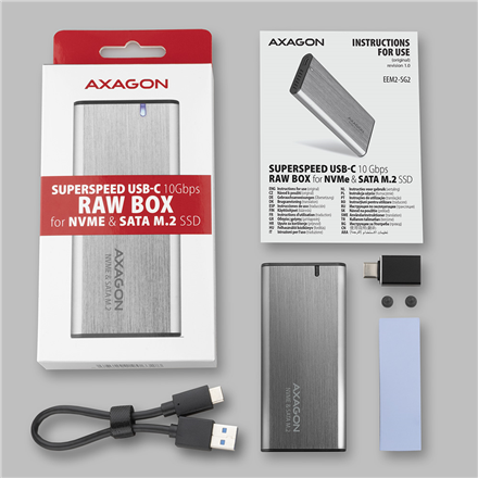 AXAGON External USB-C 3.2 Gen 2 metal box for M.2 NVMe & SATA SSD disks EEM2-SG2 – 11