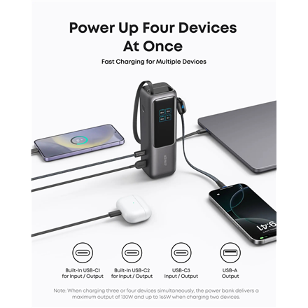 Anker Zolo Powerbank A1695H11 25000 mAh Built-In USB-C and Retractable Cable) – 3