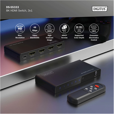 Digitus 8K HDMI Switch, 3x1 DS-55333 – 11