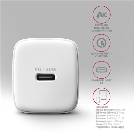 AXAGON Wallcharger 1x port USB-C, PD3.0 ACU-PD20W – 4