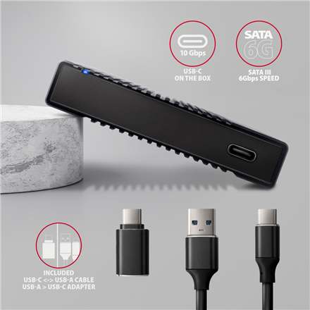 AXAGON USB-C 10Gbps RIBBED Box EE25-GTR – 5