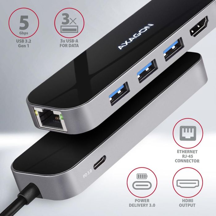 I/O HUB USB-C 6IN1/0.2M HMC-6GL AXAGON – 4