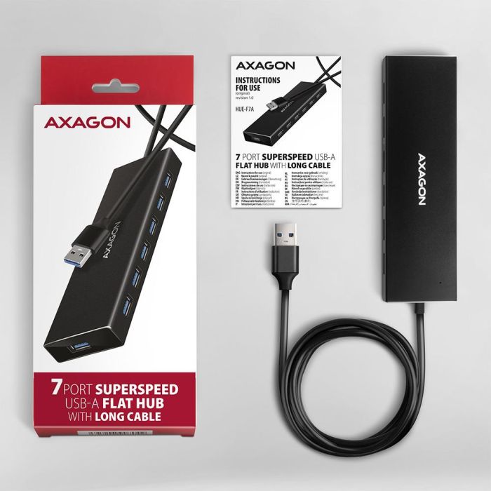 I/O HUB USB3.2 7PORT FLAT/1M HUE-F7A AXAGON – 7