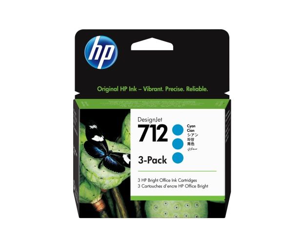 HP 712 3-pack (3ED77A) Ink Cartridge, Cyan – 2