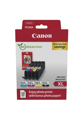 Canon CLI-551XL (6443B008) Ink Cartridge Multipack, C/M/Y/BK – 5