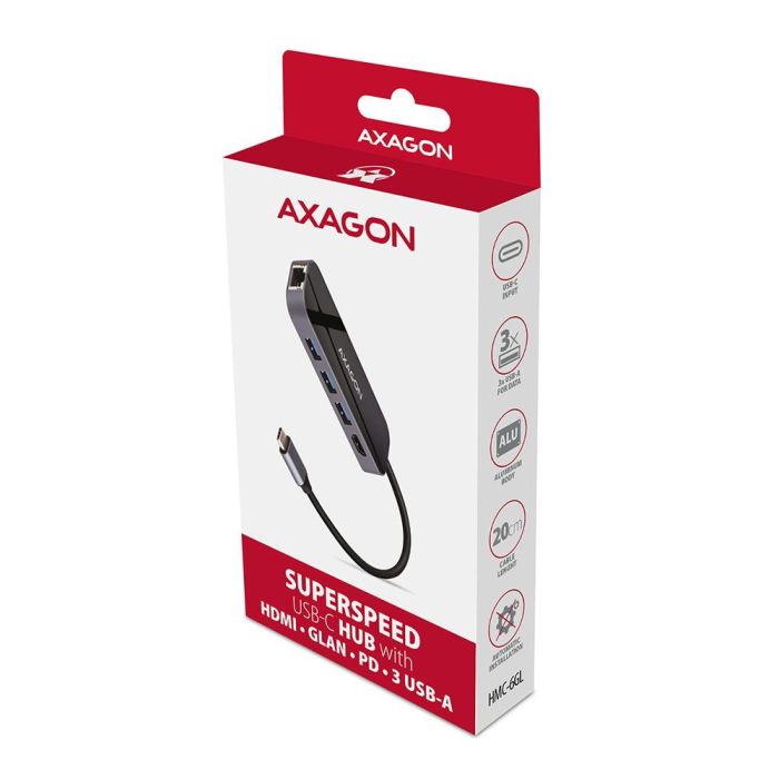 I/O HUB USB-C 6IN1/0.2M HMC-6GL AXAGON – 3