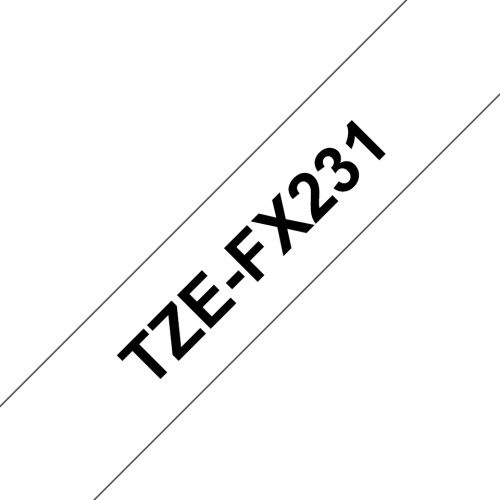 Brother TZe-FX231 Flexible Labelling Tape 12mm 8m, Black on White – 6