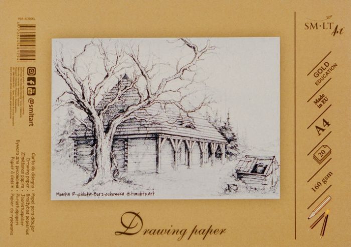 Drawing and sketching paper SMLT A4, 160 g/m2, 20 sheets, glued – 2