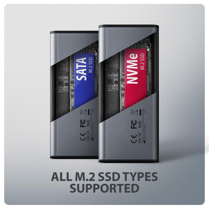 SSD ACC ENCLOSURE M.2 NVME/SATA USB3.2 EEM2-SD2 AXAGON – 3