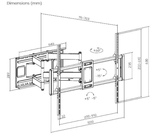 TV SET ACC WALL MOUNT 60-120"/WM-120ST-01 GEMBIRD – 2