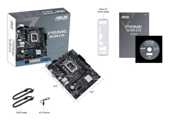 Mainboard ASUS Intel H610 LGA1700 MicroATX 1xPCI-Express 3.0 1x DDR4 – 8