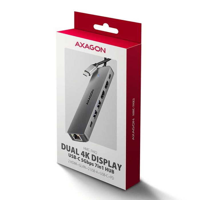 I/O HUB USB-C 7IN1 DUAL 4K/0.15M HMC-7HX2 AXAGON – 18