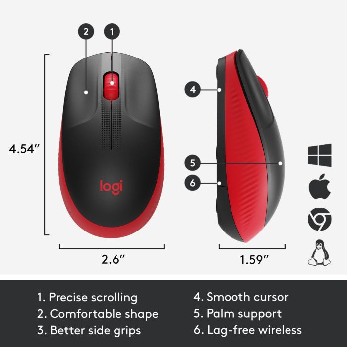 MOUSE USB OPTICAL WRL M190/RED 910-005908 LOGITECH – 11
