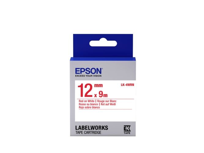 Epson LK-4WRN (C53S654011) Labelling Tape Standard, Red on White 12mm 9m