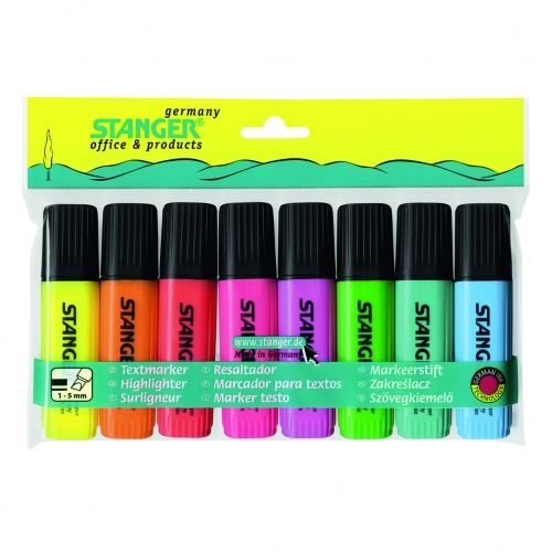 STANGER highlighter, 1-5 mm, set 8 pcs 033347