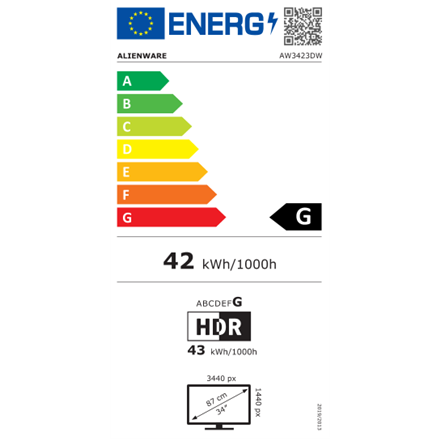 Dell Gaming Monitor AW3423DW 34 " LCD QHD 3440 x 1440 21:9 0.1 ms 1000 cd/m² Black 175 Hz HDMI port