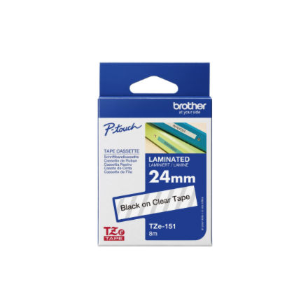 Brother TZE-151 Laminated Tape Black on Clear
