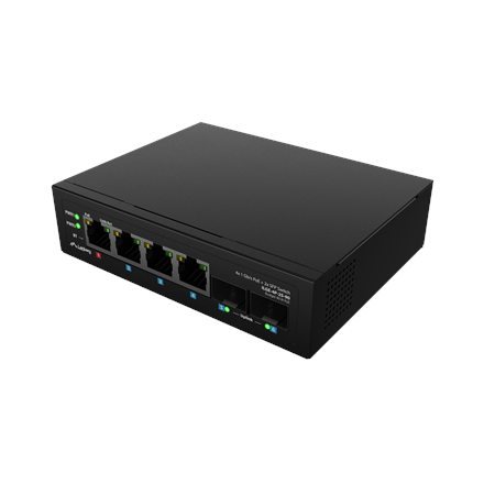 Lanberg Switch Light IndustrialPoE 1xBT 3xAT 2xSFP Din Unmanagment Gigabit Ethernet ILGE-4P-2S-90 Unmanaged