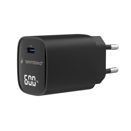 Gembird TA-UC-1C-PD60LCD-01-BK 60W USB Type-C fast charger, LCD, black Gembird