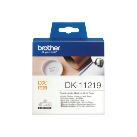 Brother Round paper labels DK-11219 Black on White 12 mm