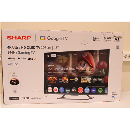 SALE OUT. Sharp 43HR7265E 43" (108cm) QLED 144Hz 4K Ultra HD Google TV, Dolby Vision IQ, Dolby Atmos, Central Stand SALE OUT. Sharp 43HR7265E 43