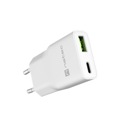 Natec Ribera USB Charger Gan Slim USB 1X USB-A + 1X USB-C 20W NUC-2376
