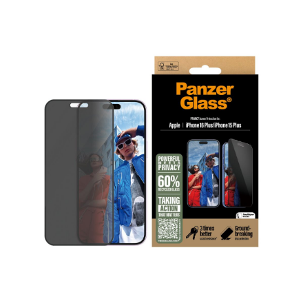 PanzerGlass Screen protector | Apple | iPhone 16 Plus/iPhone 15 Plus | Tempered glass | Black | Ultr