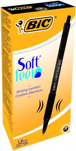 BIC Ballpoint pens SOFTFEEL CLIC 1.0 mm, black, Box 12 pcs. 914360
